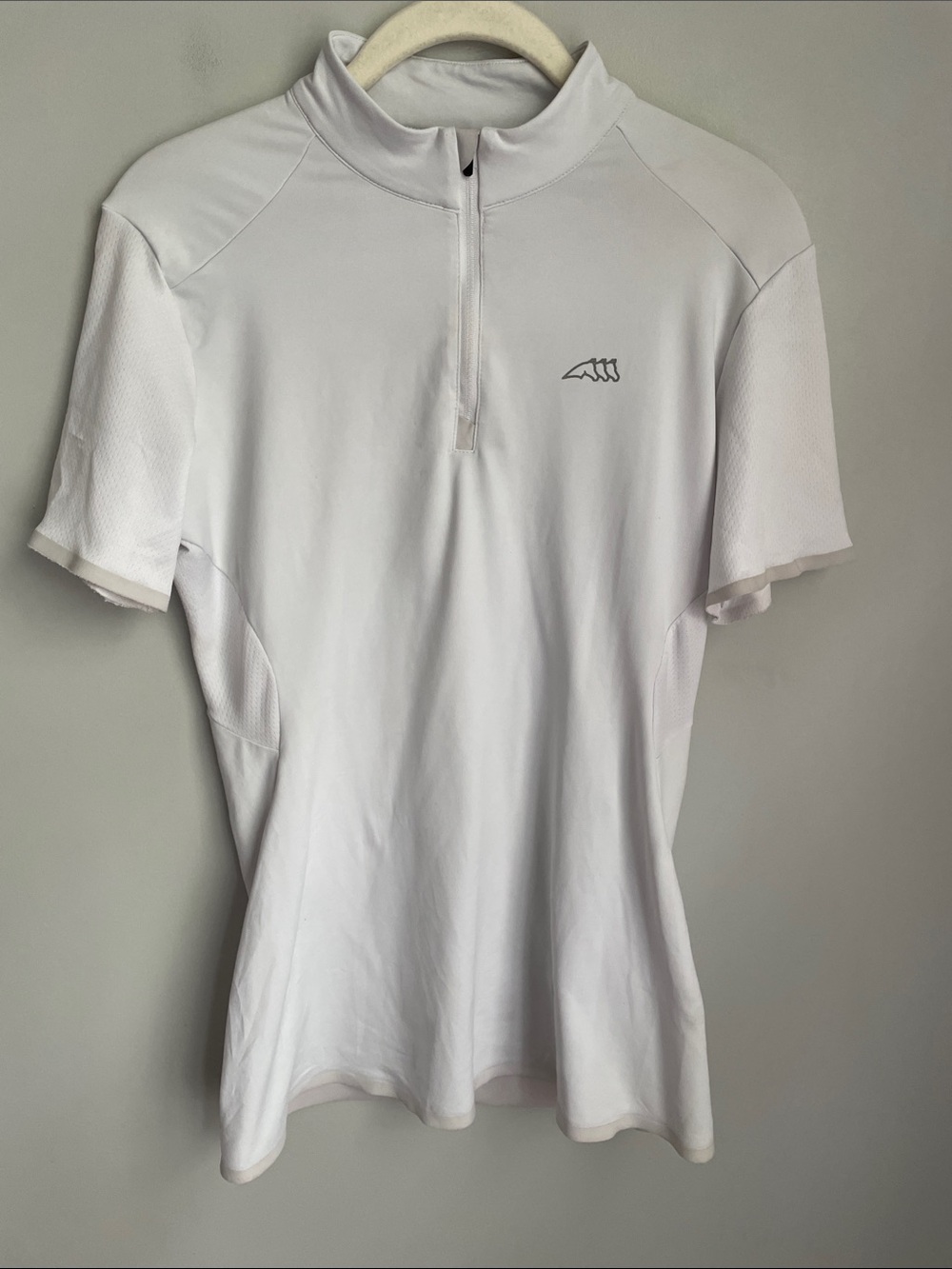 Equiline White Short Sleeve Quarter-Zip Equestrian Shirt Size Medium